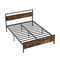 Metal Bed Frame Industrial Platform Bed with Wooden Headboard